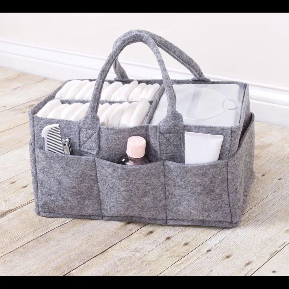 Sammy & Lou Collapsible Felt Storage Caddy Light Gray Organizer